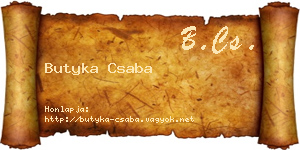 Butyka Csaba névjegykártya